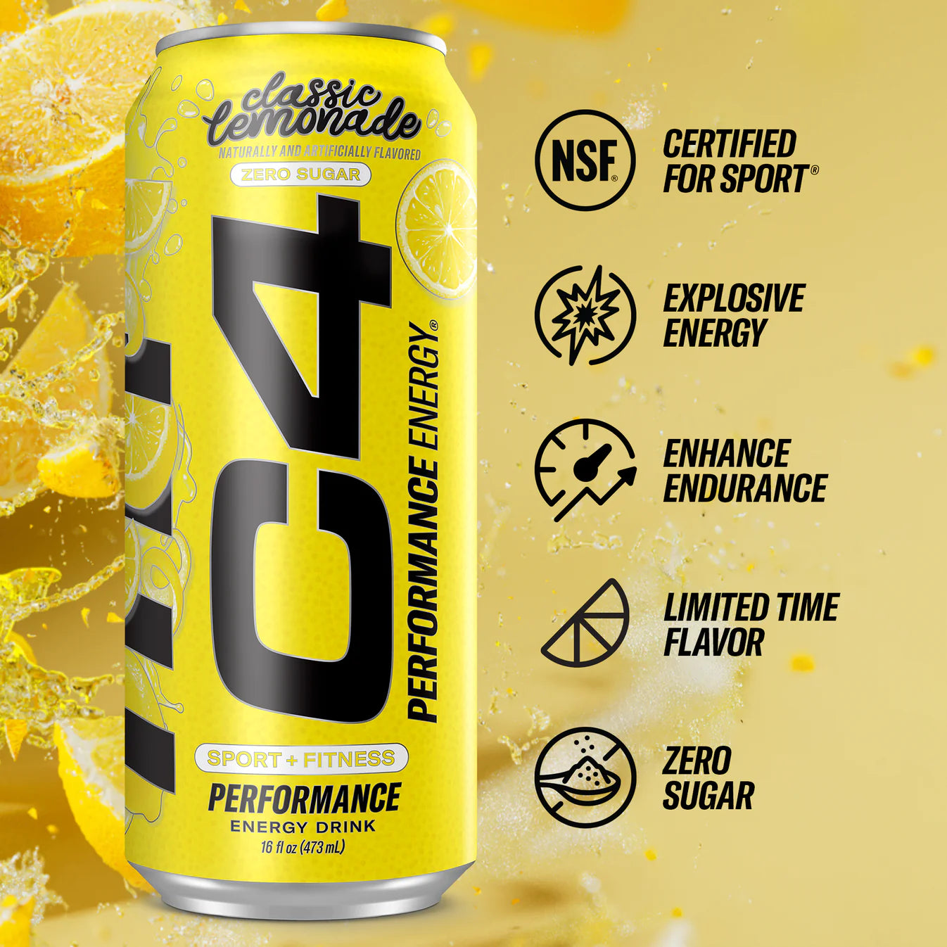 C4 Energy Carbonated Classic Lemonade 473ml (16oz)