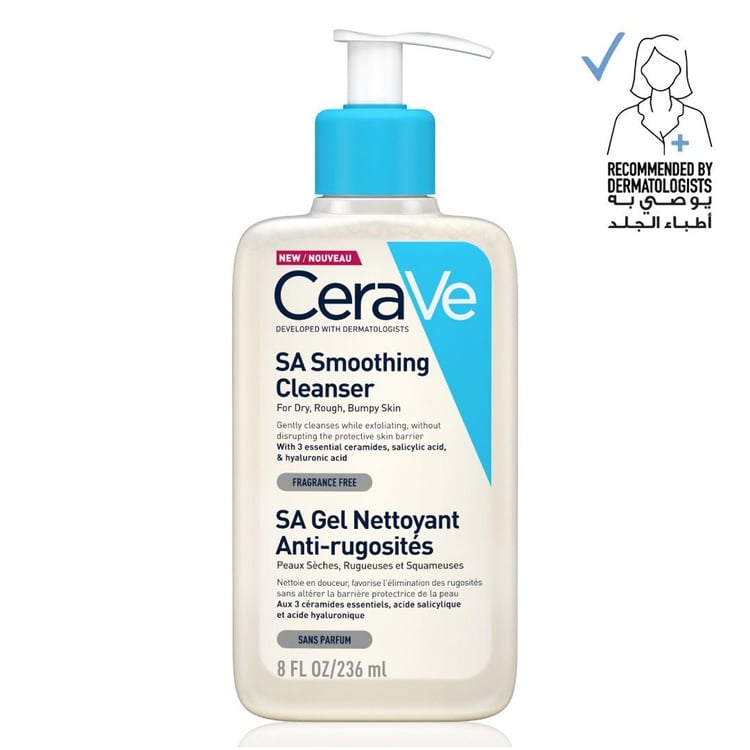 CeraVe SA Smoothing Cleanser – Salicylic Acid Exfoliant for Bumpy Skin