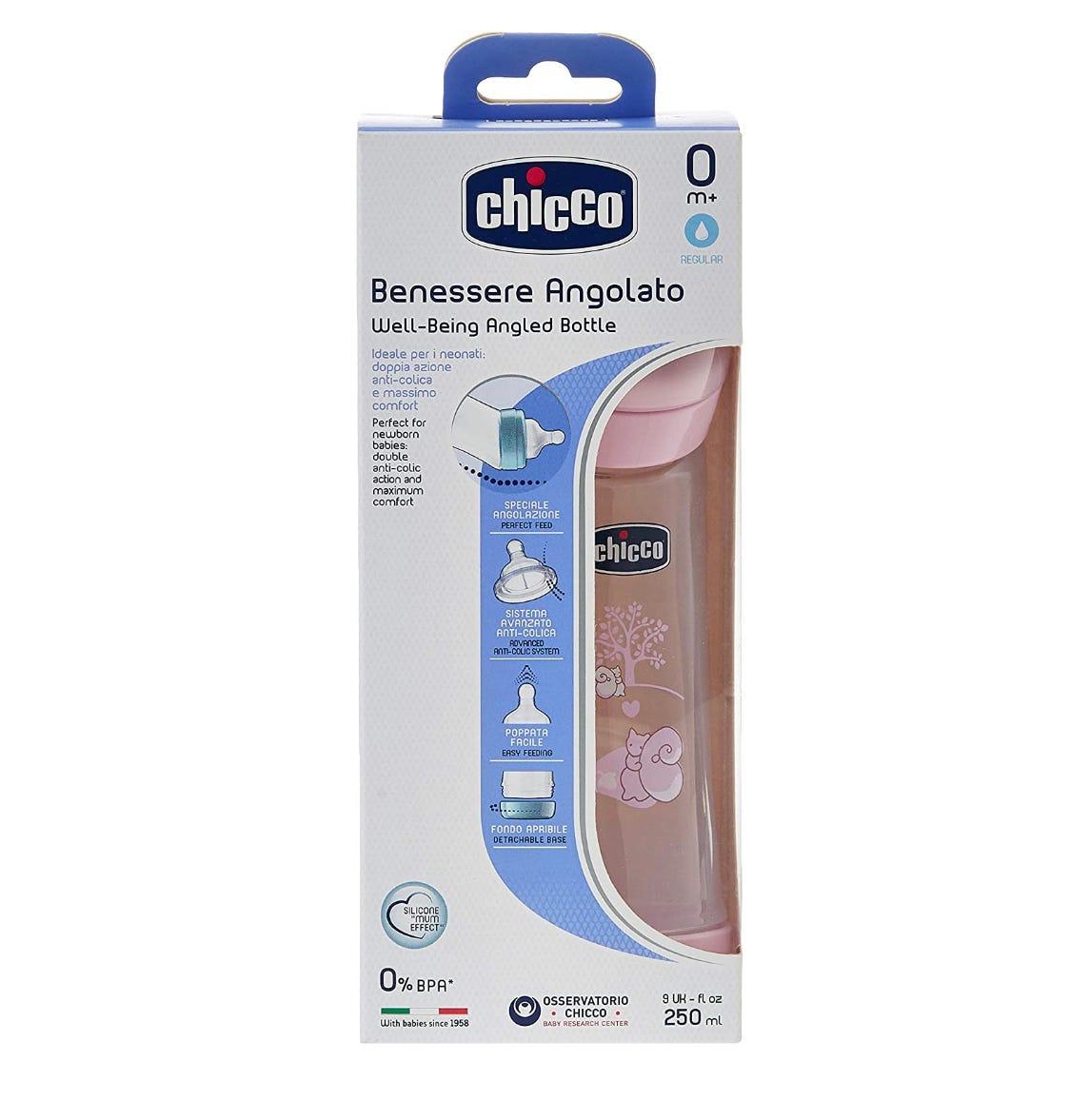 CHICCO BOTTLE WB ANGLED PP GIRL 250ML NORMAL SIL