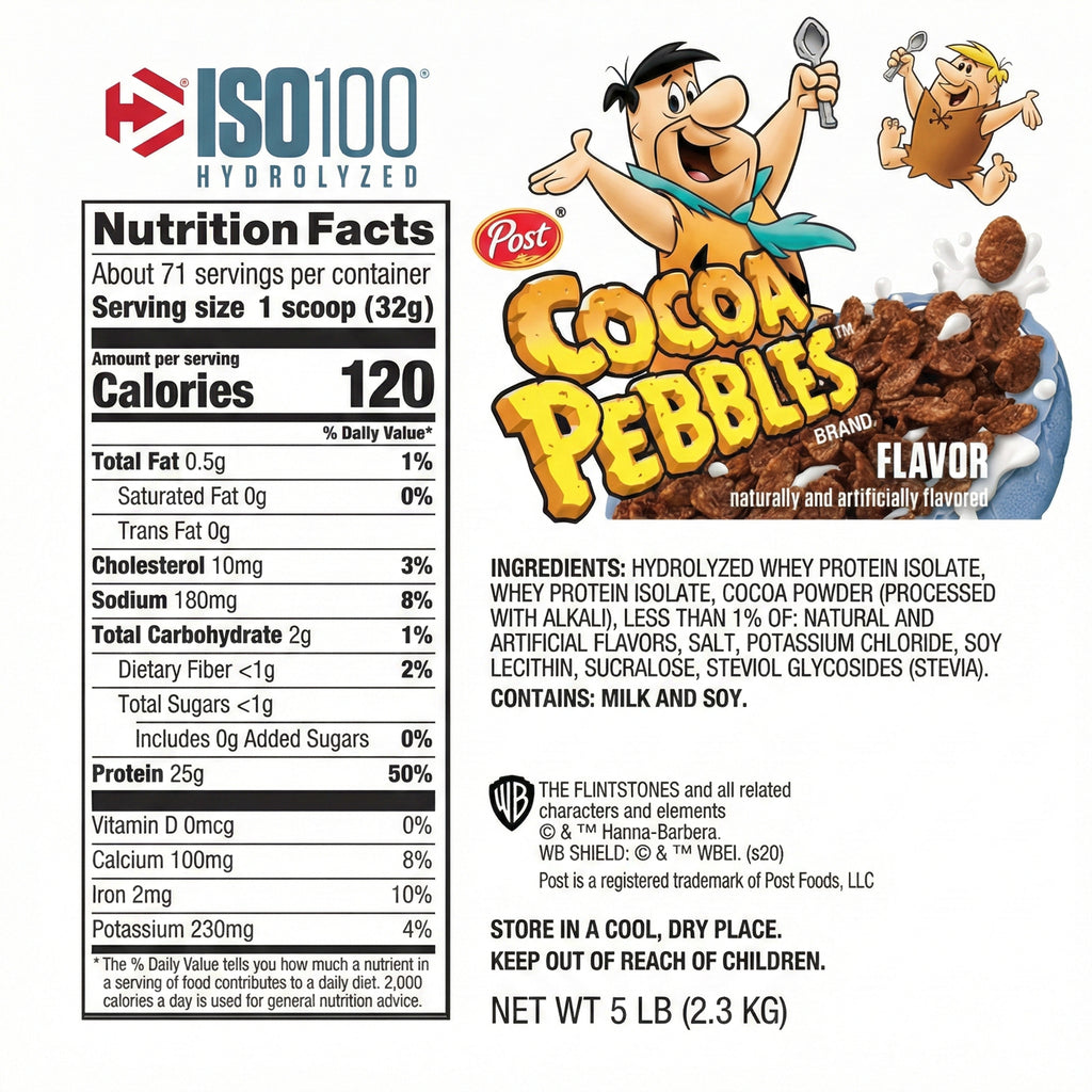 مسحوق بروتين Dymatize ISO 100 المائي - Cocoa Pebbles، 5 رطل