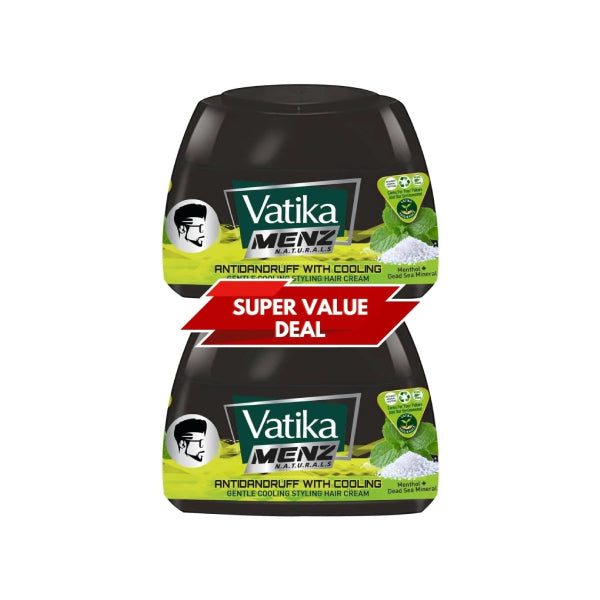Vatika styling hair cream 2x140ml naturals menz anti dandruff with gentle cooling twin promo pack