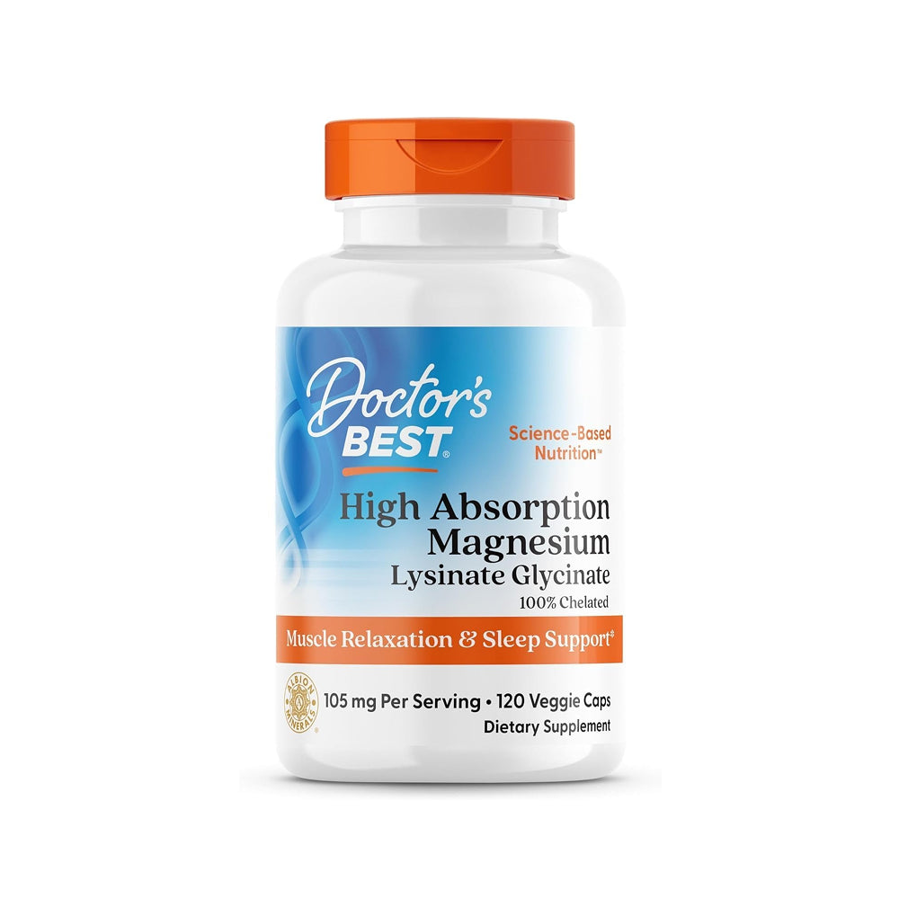 Doctor's Best Magnesium Lysinate Glycinate 105mg - 120 Veg Caps
