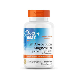 Doctor's Best Magnesium Lysinate Glycinate 200mg - 240 Tablets