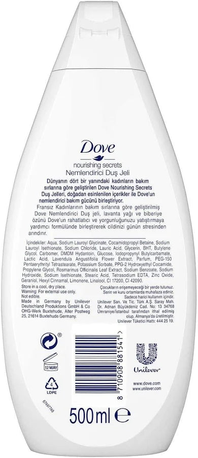 Dove Shower Gel – Moisturizing Body Wash for Soft Skin - Lavender 500ml