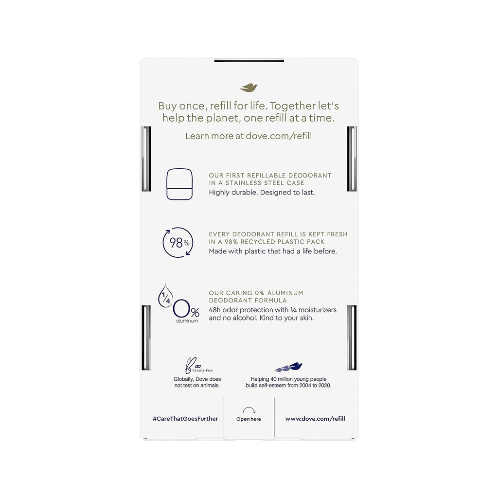 Dove 0% Aluminum Deodorant – Cucumber & Green Tea (Refillable - Starter Kit) 32g