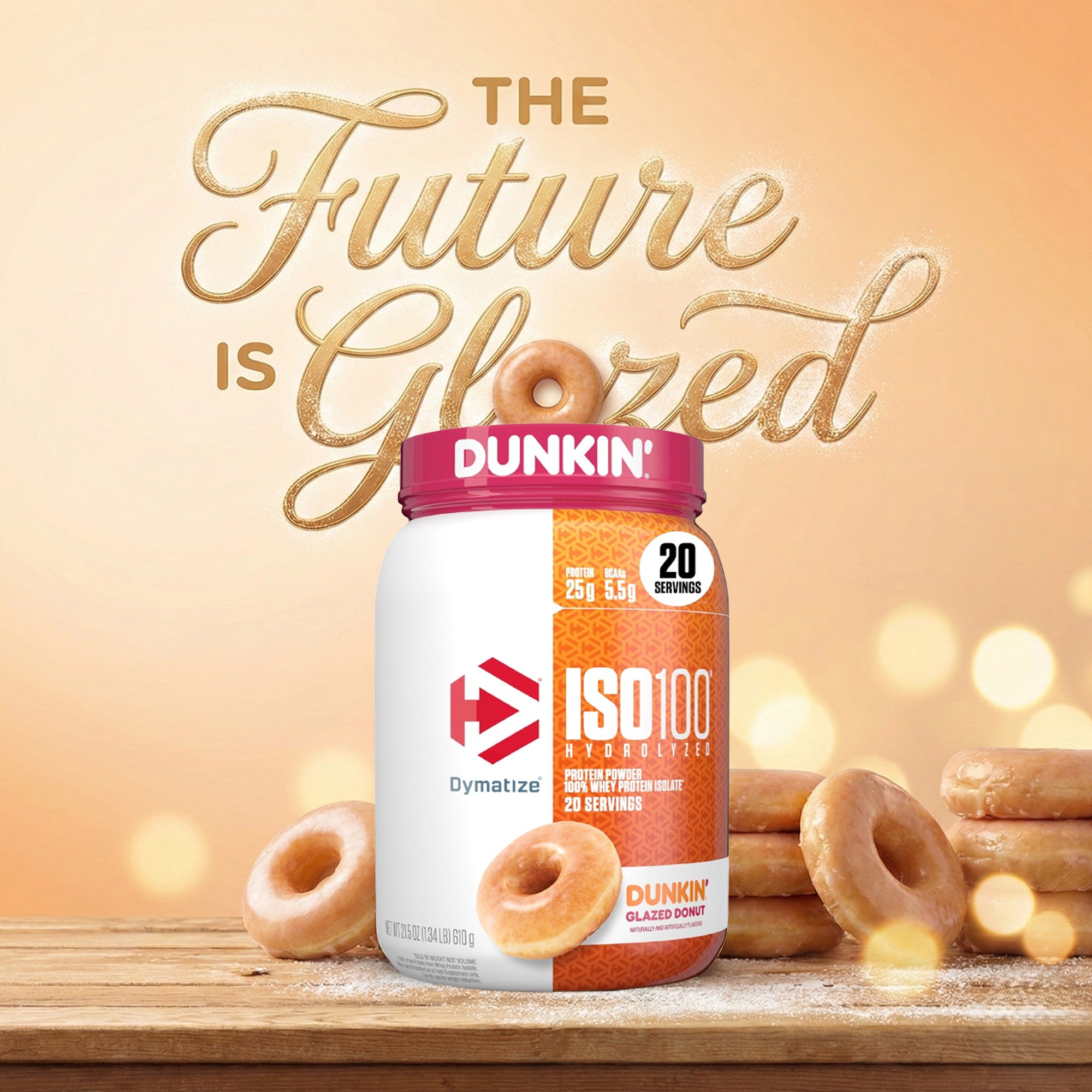 Dymatize ISO 100 Whey Protein Isolate - Dunkin Glazed Donut - 610g