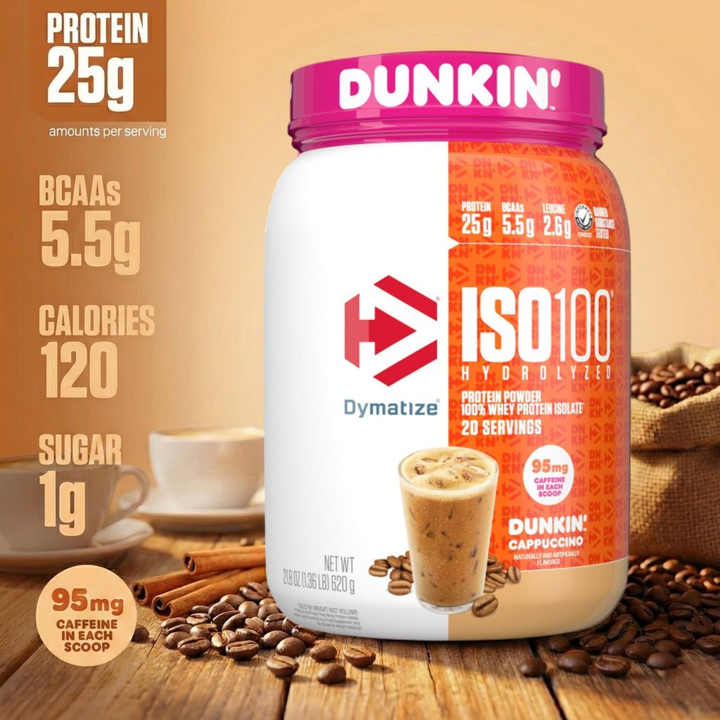 Dymatize ISO 100 Whey Protein Powder – Dunkin Cappuccino 620g (20 Servings)