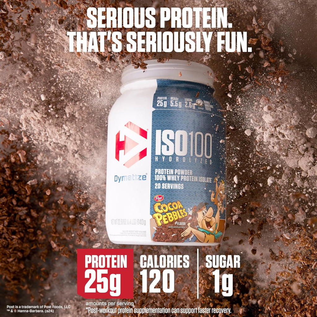 Dymatize ISO 100 بروتين واي معزول - نكهة Cocoa Pebbles - 650 جرام 20 وجبة