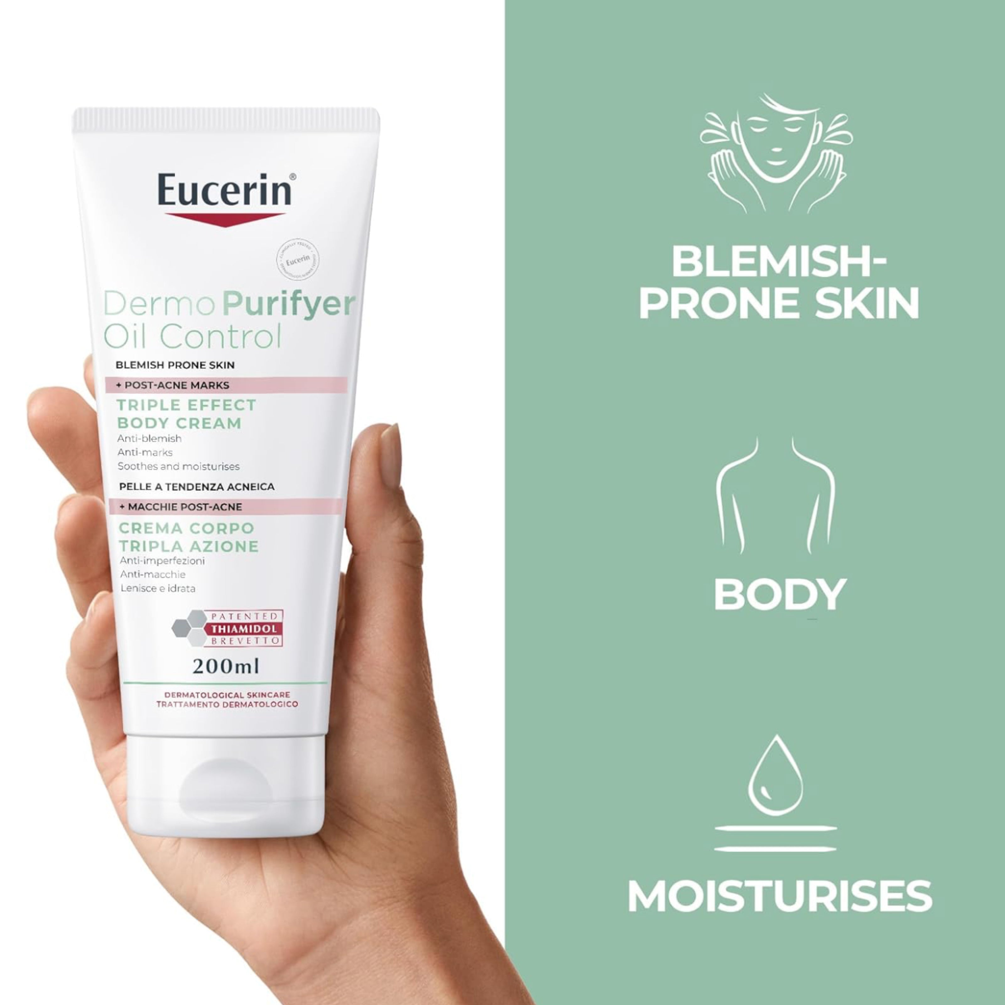 Eucerin Dermo Purifyer Triple Effect Body Cream – Clarifying Formula for Oily Skin 200ml
