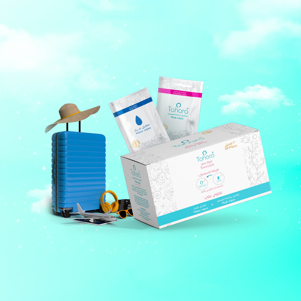 Tahara Musk Purity & Water Wipes | Antibacterial Travel Pack - 20 Pcs