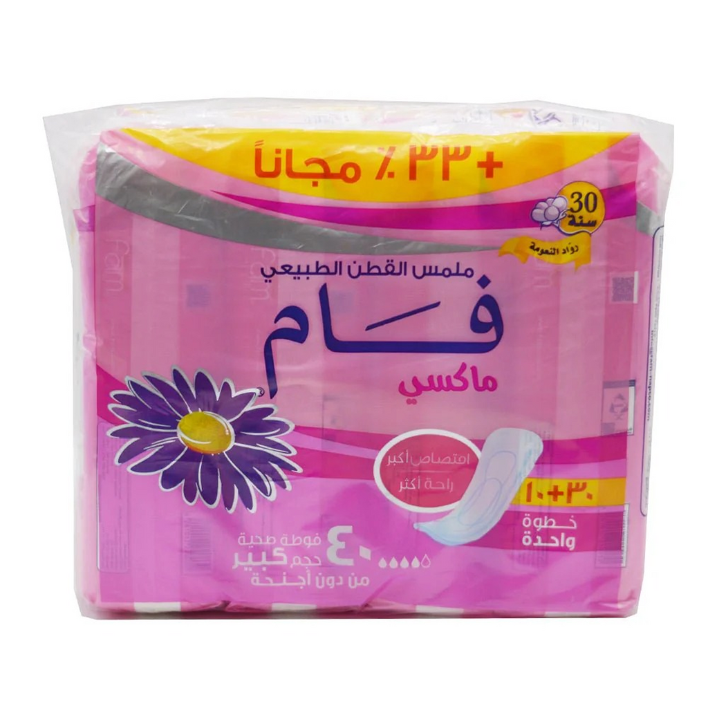 Fam Maxi Pads Large Size Without Wings - 40 Count Pack