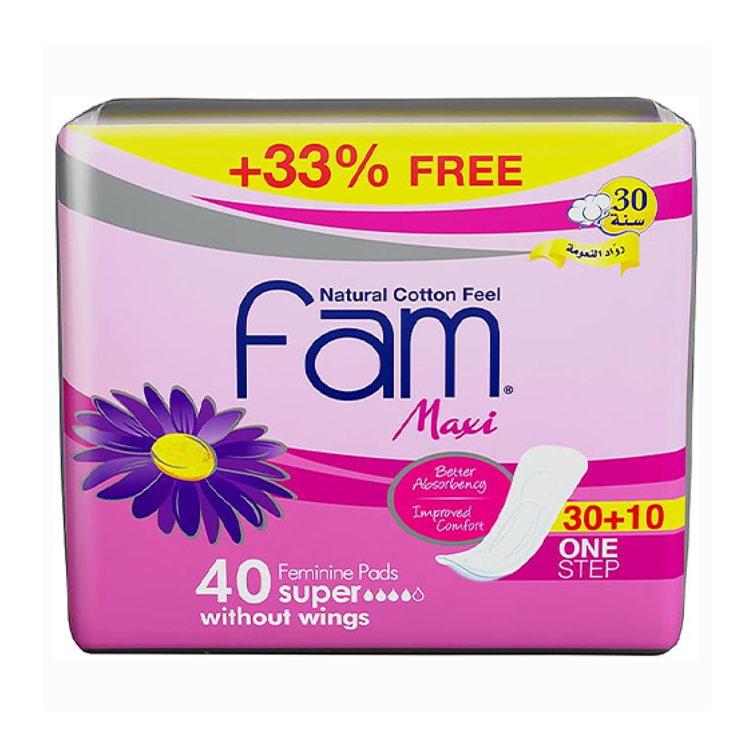 Fam Maxi Pads Large Size Without Wings - 40 Count Pack