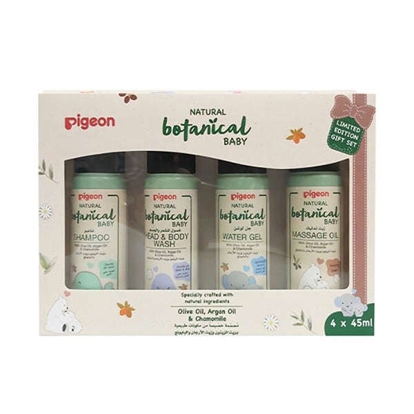 Pigeon baby gift set shampoo + wash + water gel + massage oil 4x45ml