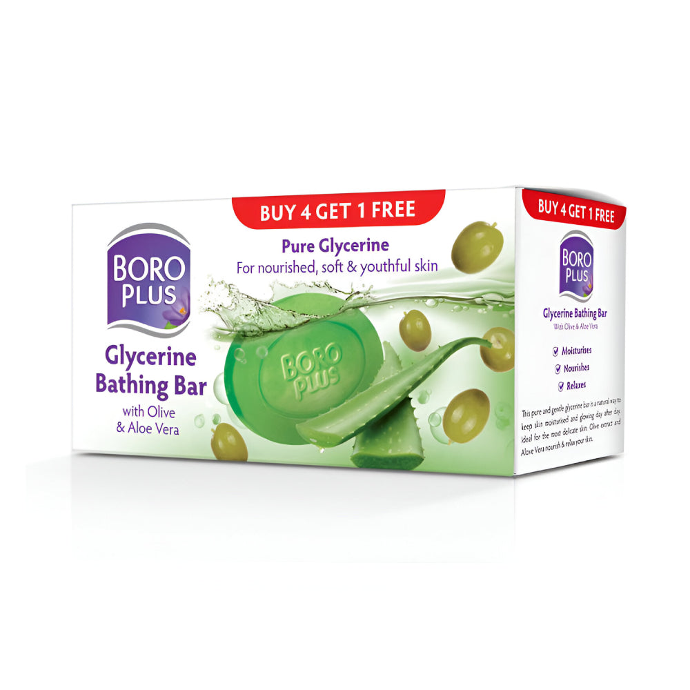 Boro Plus Bar Soap 125g 4+1 Free With Glycerin and Olive with Aloe Vera