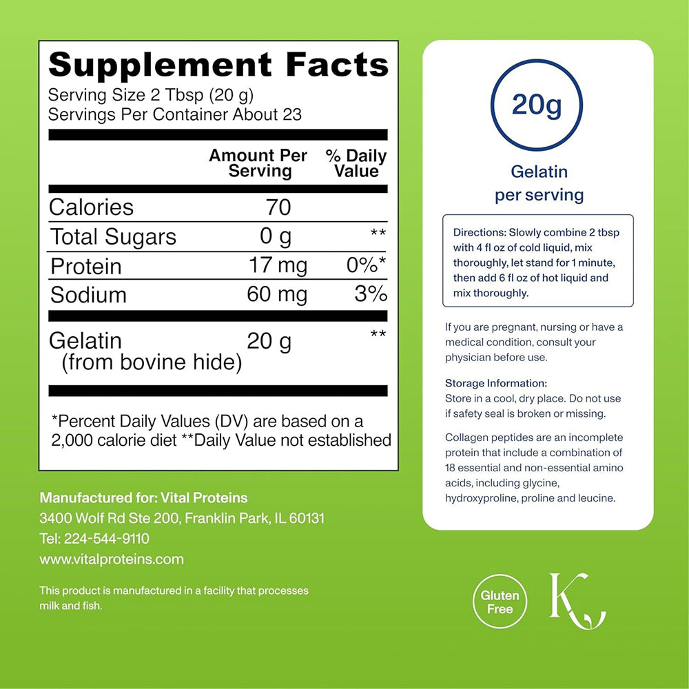 Vital Proteins Beef Gelatin Powder (Unflavored) 465g