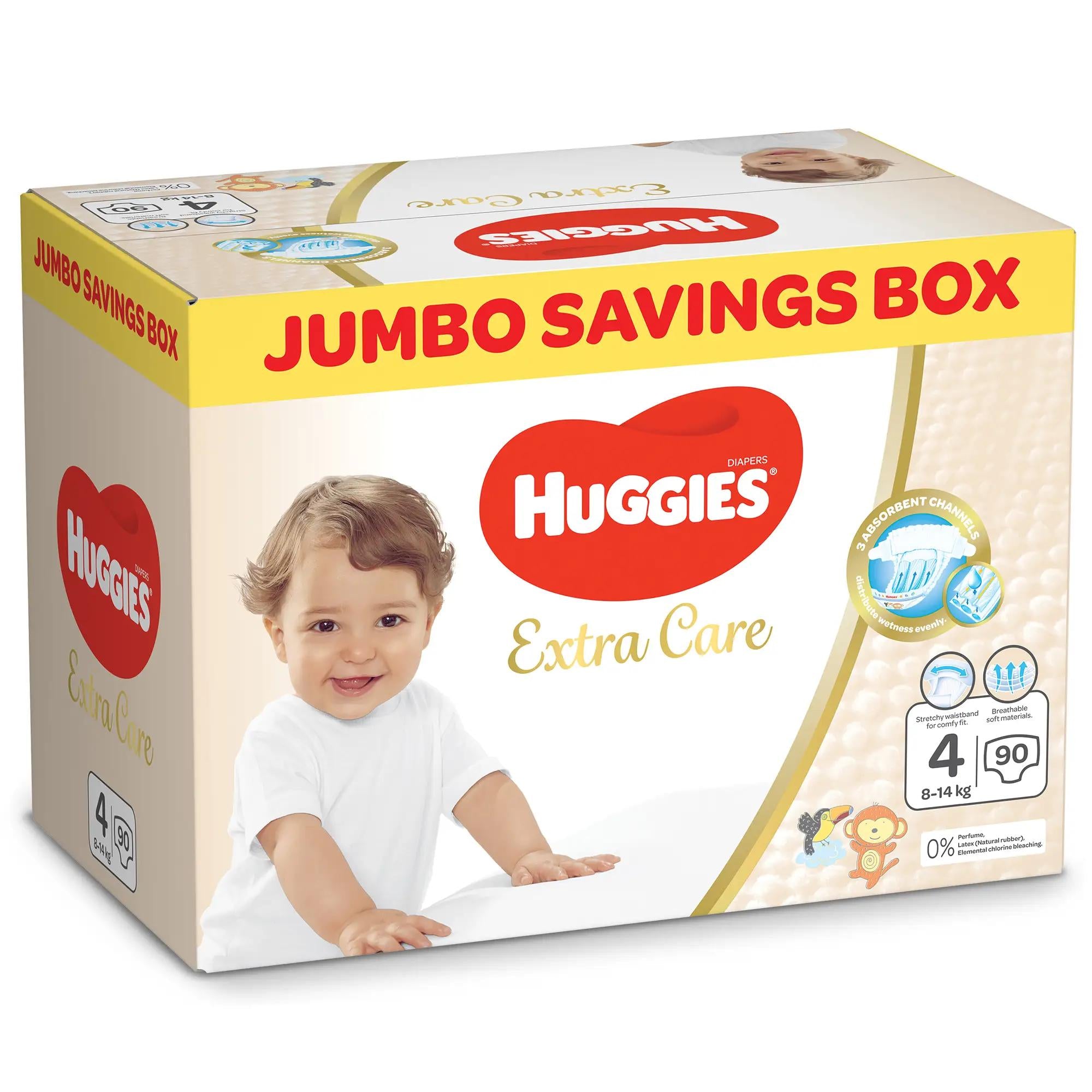 Huggies Extra Care Size 4 8 14 kg Jumbo Box 90 Diapers