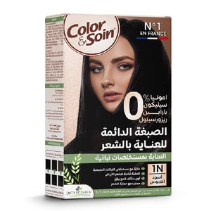Color & soin hair color kit 135ml without ammonia 1n ebony black v3