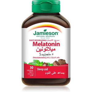 Jamieson melatonin fast dissolve 5mg chocolate mint 30 sublingual tablets