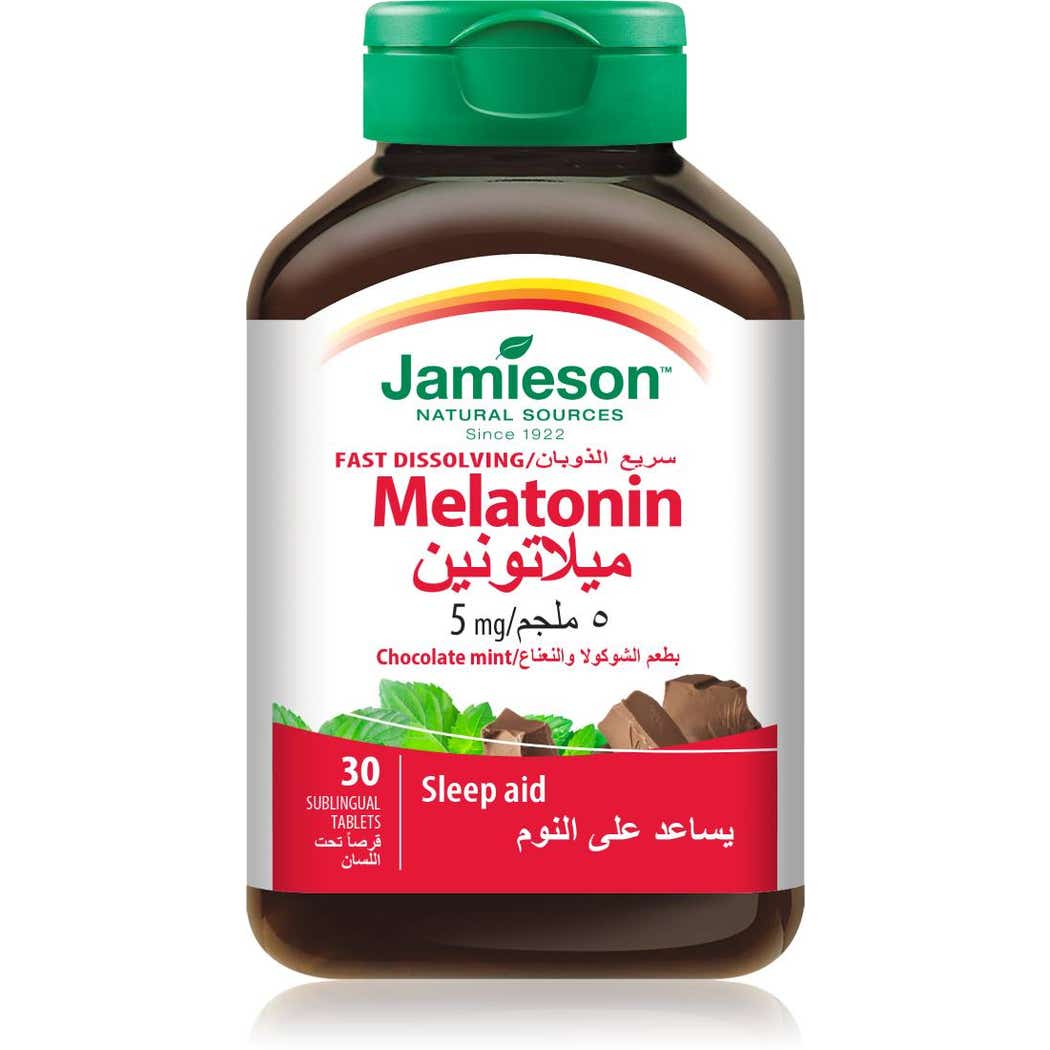 Jamieson melatonin fast dissolve 5mg chocolate mint 30 sublingual tablets
