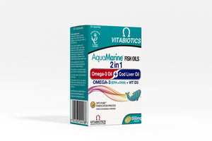 Vitabiotics aquamarine 2 in 1 omega 3 & cod liver oil 60 capsules