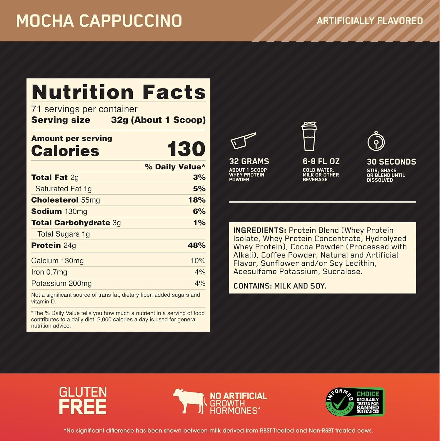 Optimum Nutrition Gold Standard 100% Whey Protein Mocha Cappuccino 5 LB