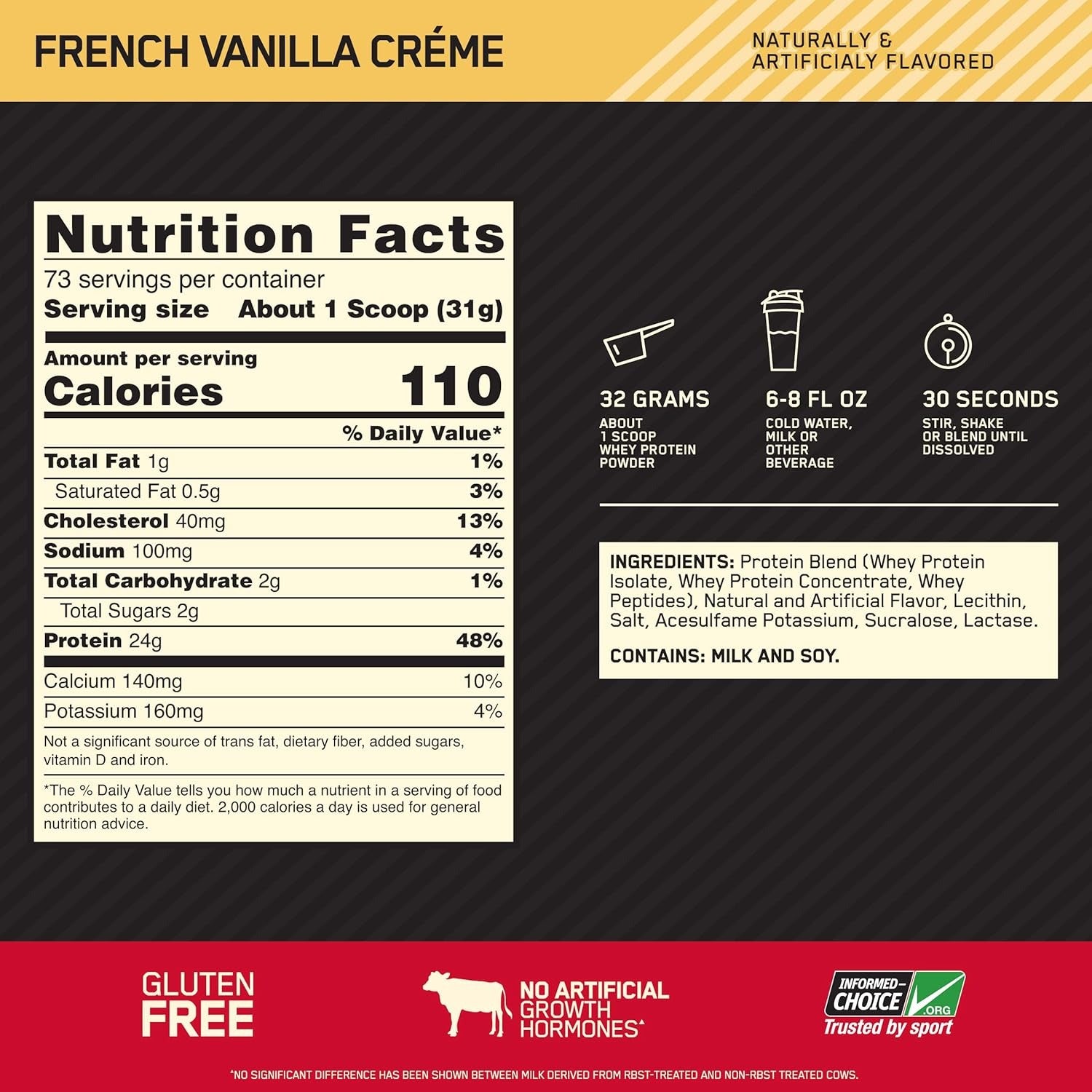 Optimum Nutrition Gold Standard 100% Whey Protein French Vanilla 5 LB