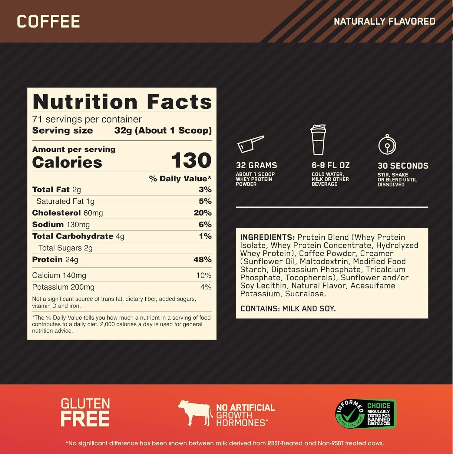 Optimum Nutrition Gold Standard 100% Whey Protein Coffee 5 LB
