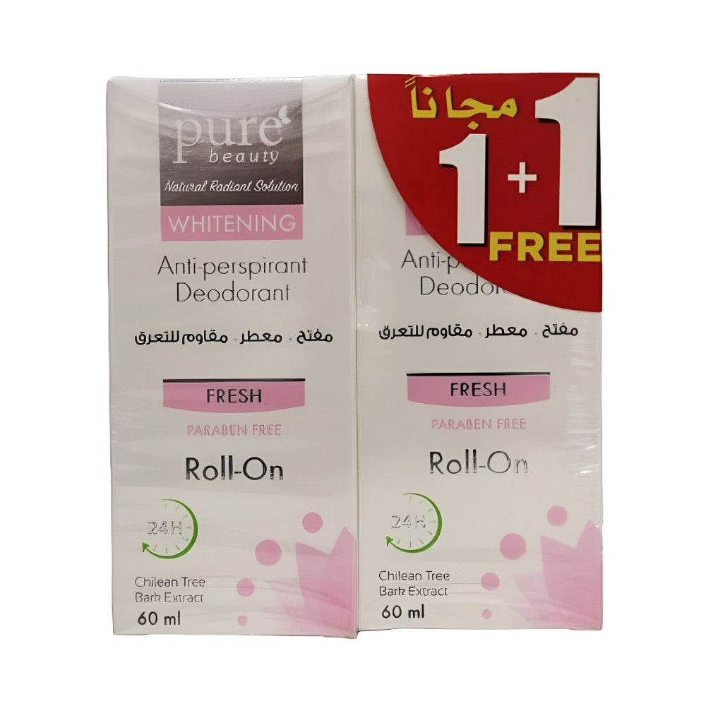 Pure Beauty Deodorant Roll On 60ml Whitening 1 + 1 Free Fresh