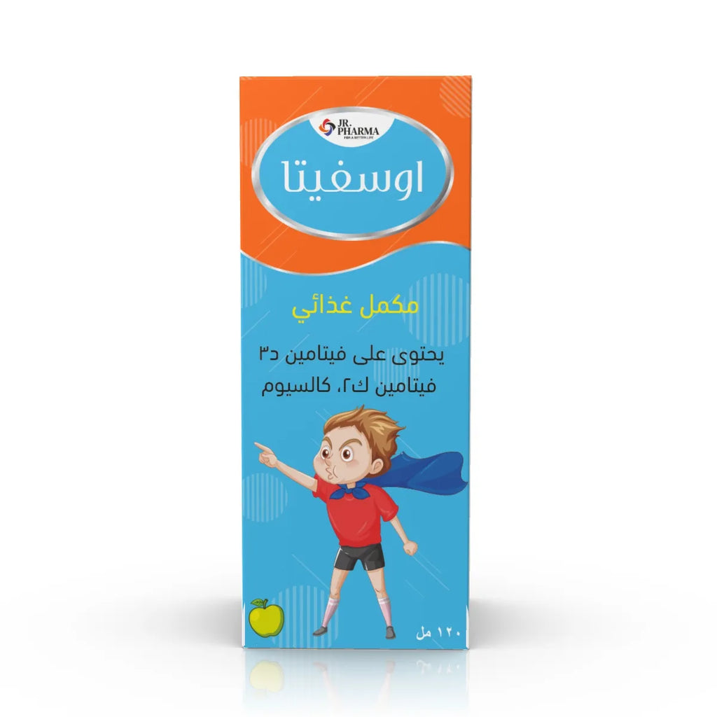 Jr Pharma Osvita سيروب فيتامين D3 K2 كالسيوم 120 ملل