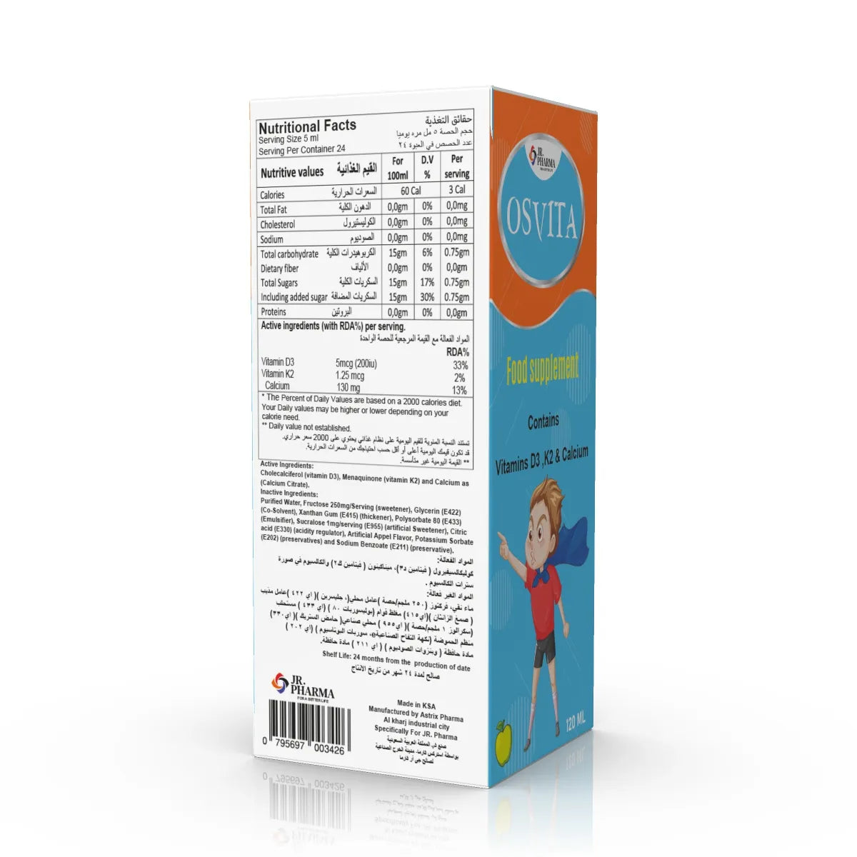 Jr Pharma Osvita Vitamin D3 K2 Calcium Syrup 120 ML