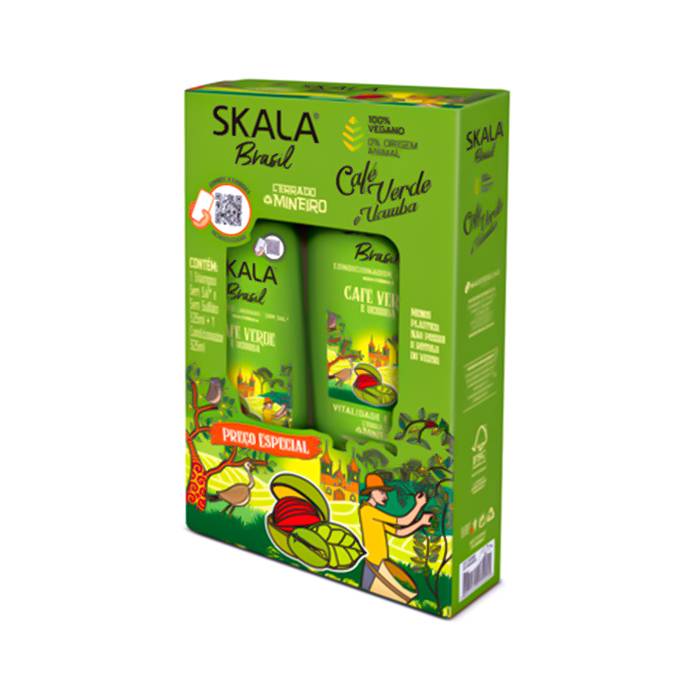 Skala hair shampoo & conditioner kit 325ml brasil café verde