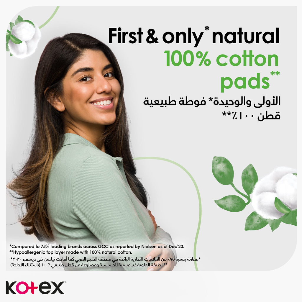 Kotex Natural Maxi Protect Super Pads | Heavy Flow Leak Guard Protection 10 Pads