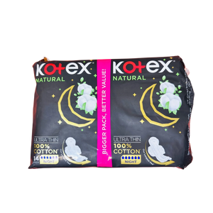 Kotex Natural Ultra Thin Night Sanitary Pads with Wings - 14 Count
