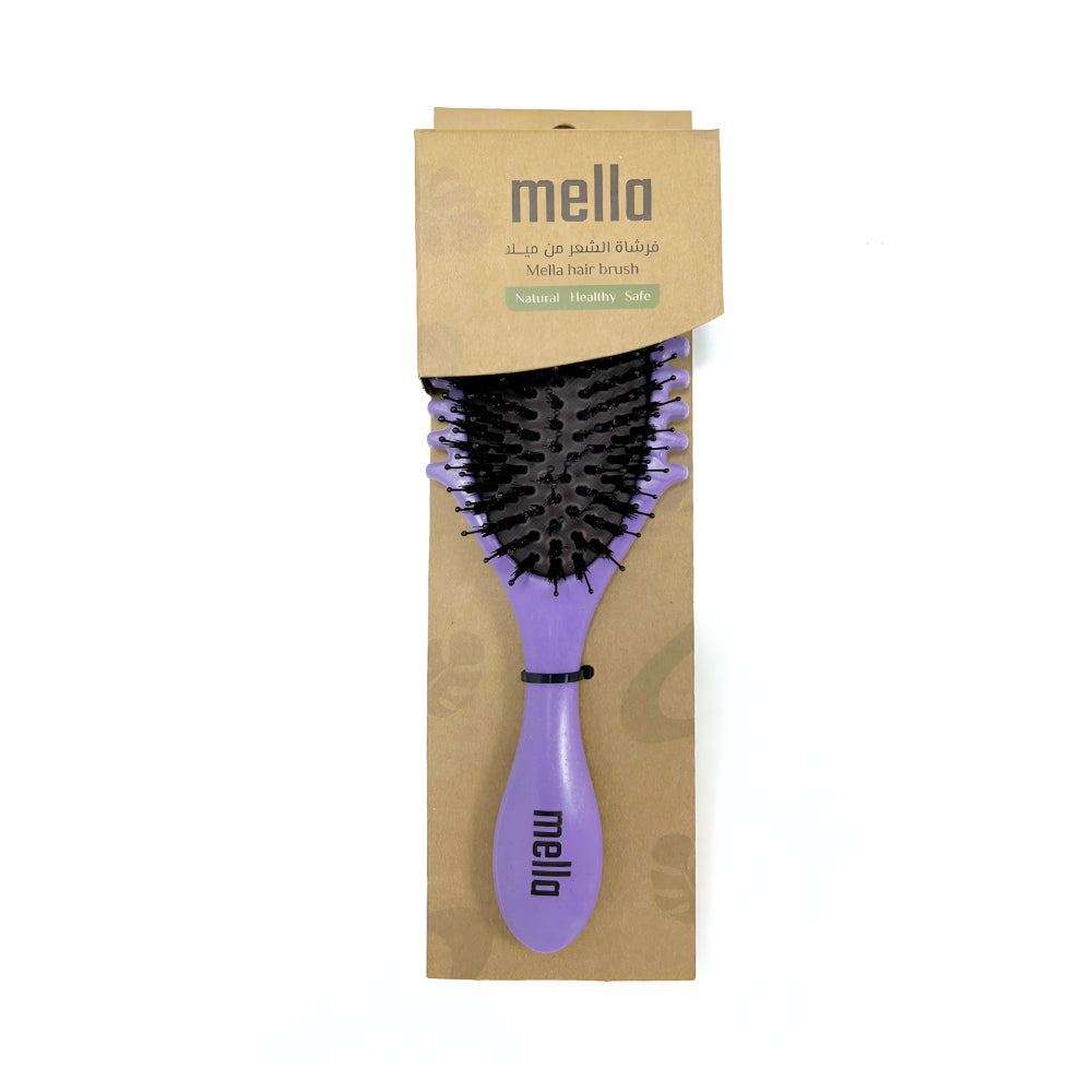 Mella Mella Hair Brush Padded For Combing And Shaping Curly Hair Light Purple