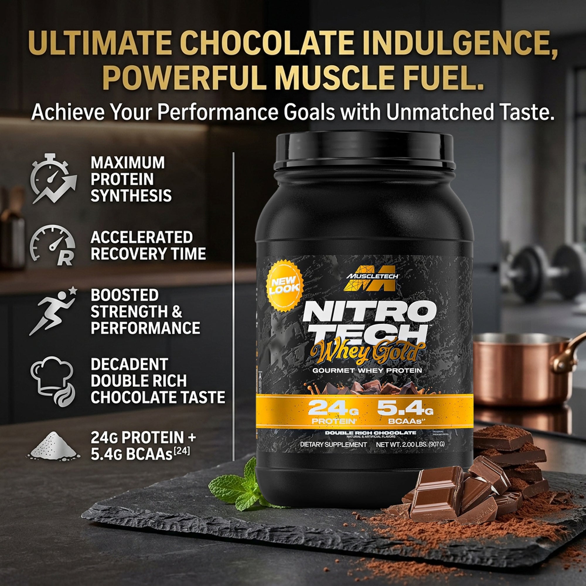 MuscleTech Nitro-Tech 100% Whey Gold Protein Powder