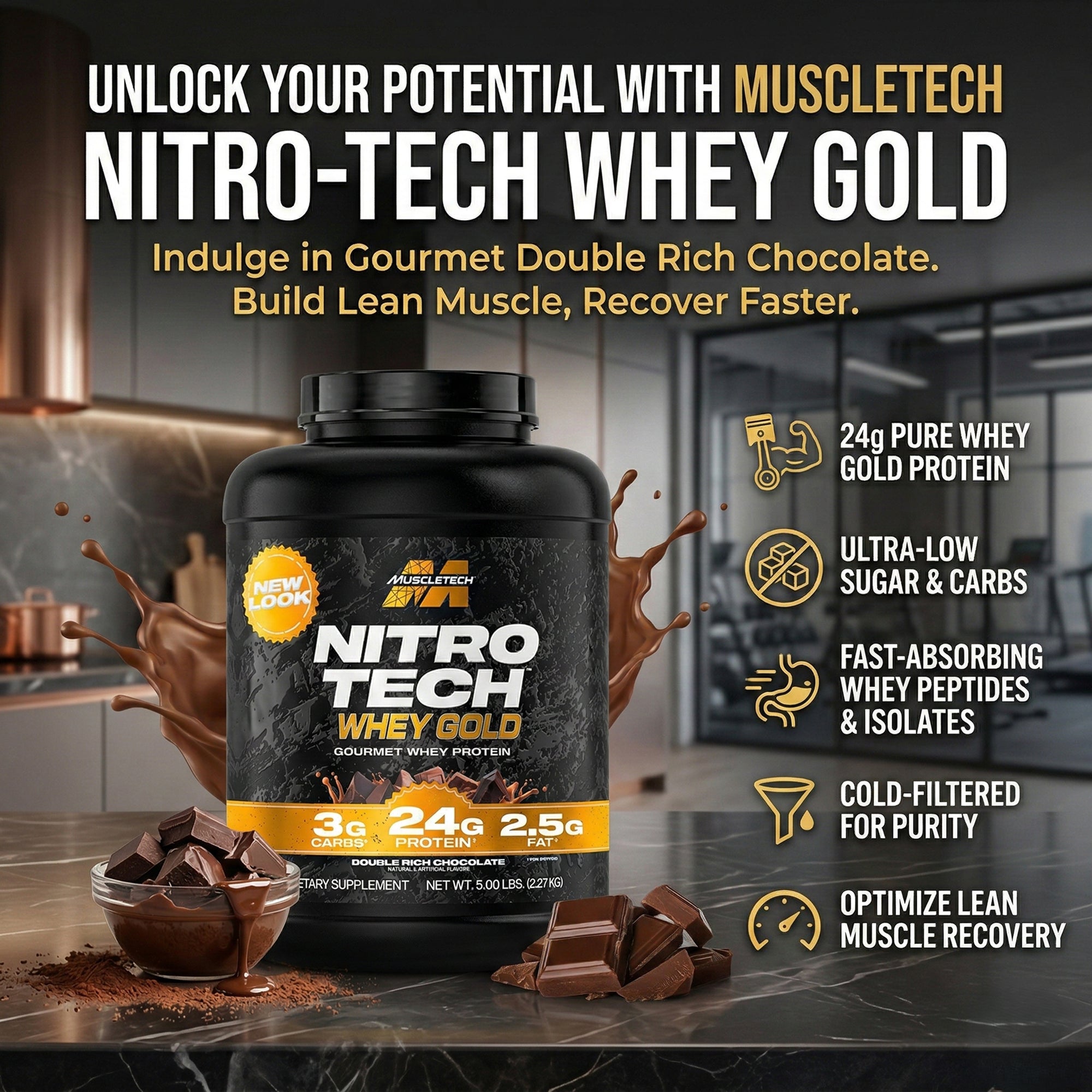 MuscleTech Nitro-Tech 100% Whey Gold Protein Powder