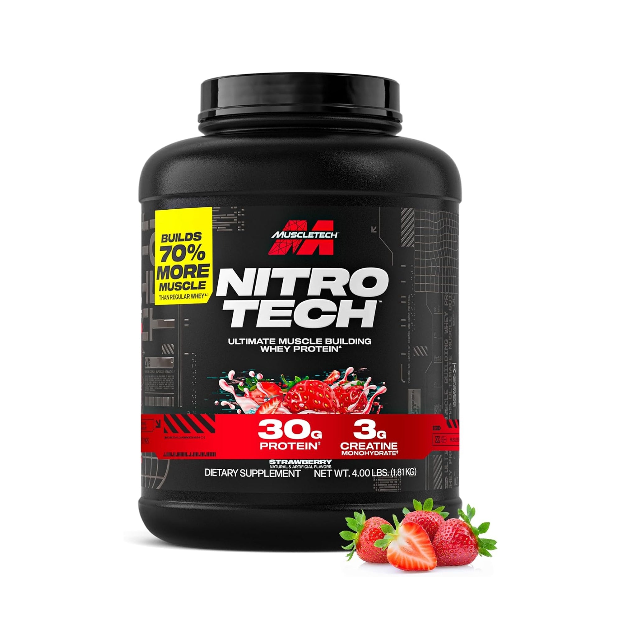 MuscleTech NitroTech Whey Protein Isolate - Strawberry Flavor - 4 LB