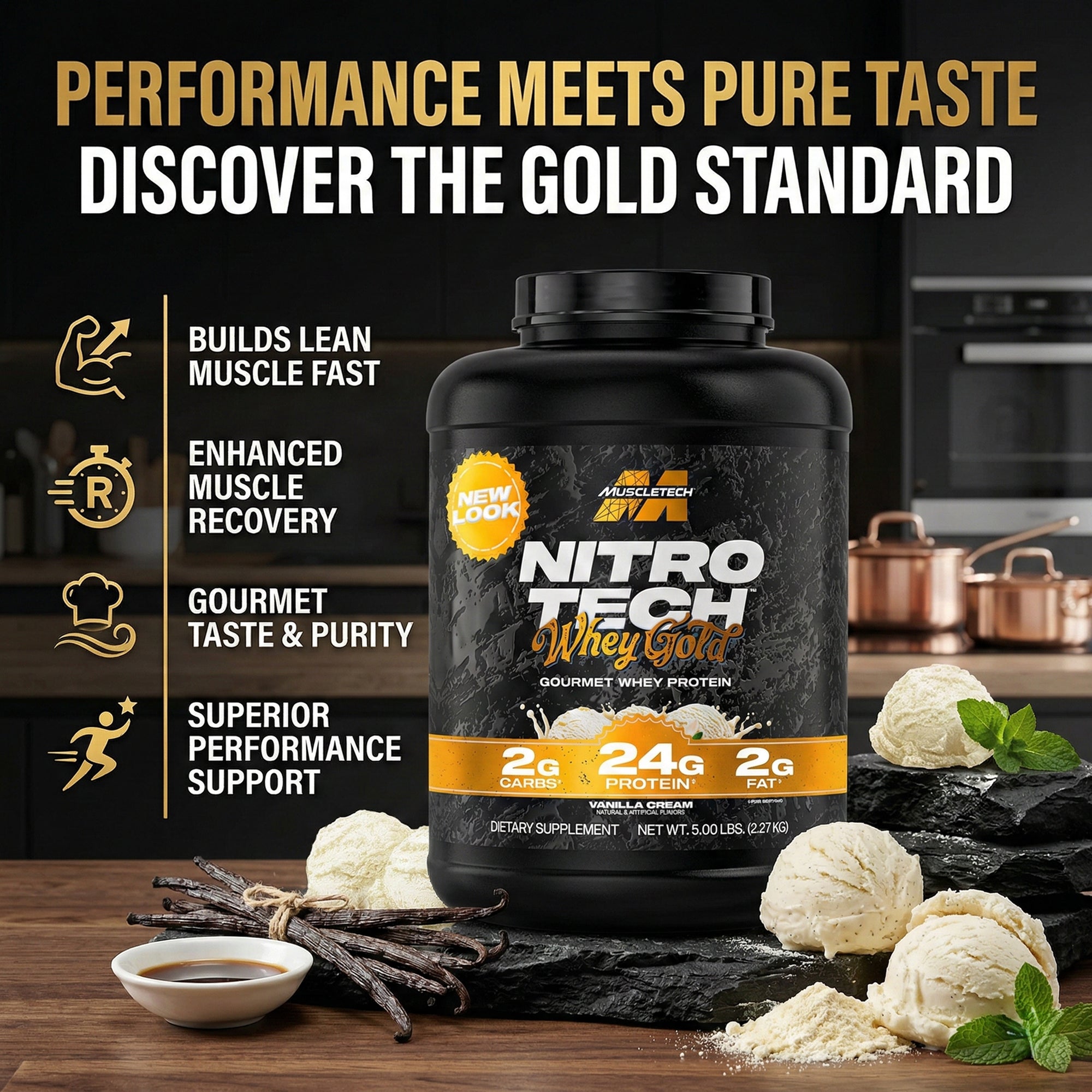 MuscleTech Nitro-Tech 100% Whey Gold Protein Powder