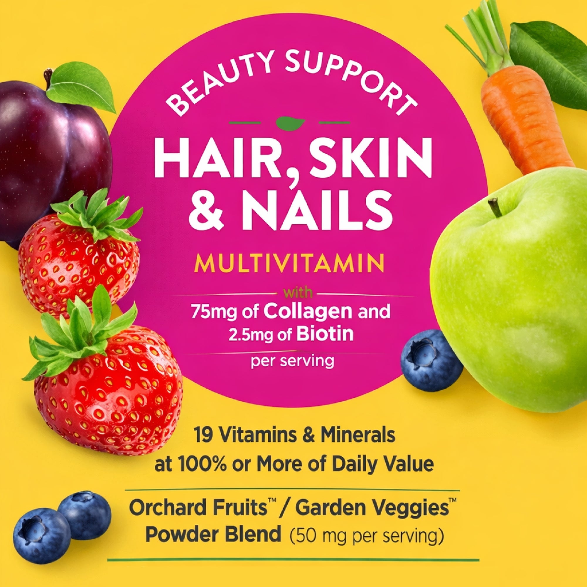 Nature's Way Alive! Hair Skin & Nails With Collagen & Biotin Strawberry 60 Gummies