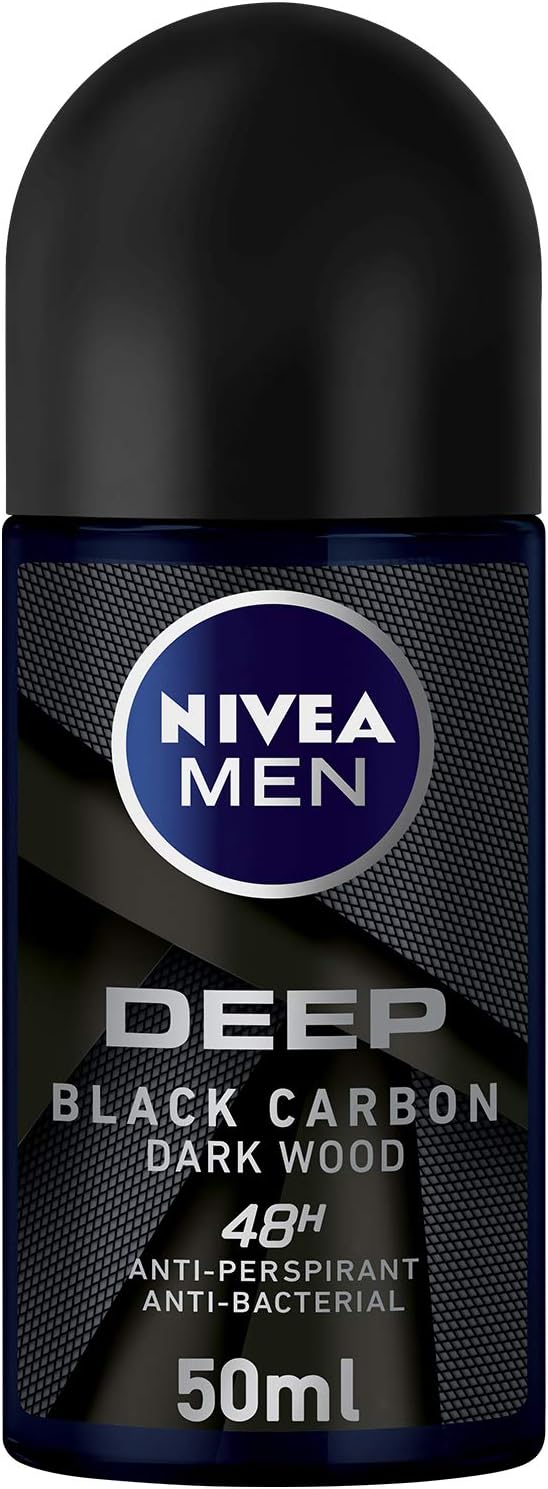 Nivea Men Deep Black Carbon مزيل العرق رول أون – برائحة خشبية 50 مل