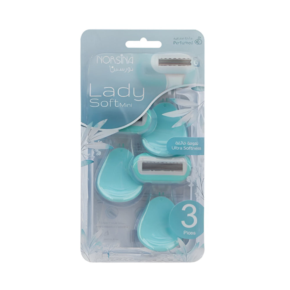 Norsina-Razor-for-Women-Lady-Soft-3pc-Mini-6-Blades-Turquoise-