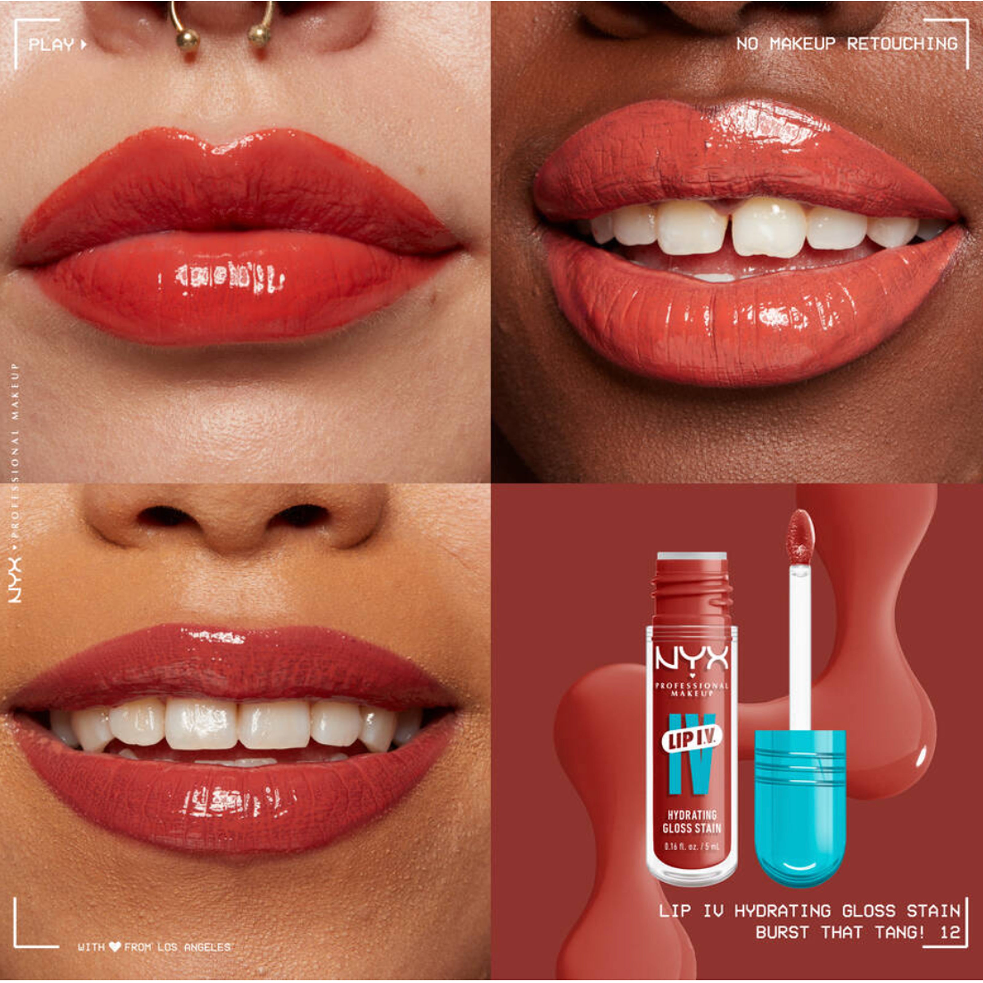 NYX Lip I.V. Hydrating Gloss Stain – 12 Burst That Tang 5ml