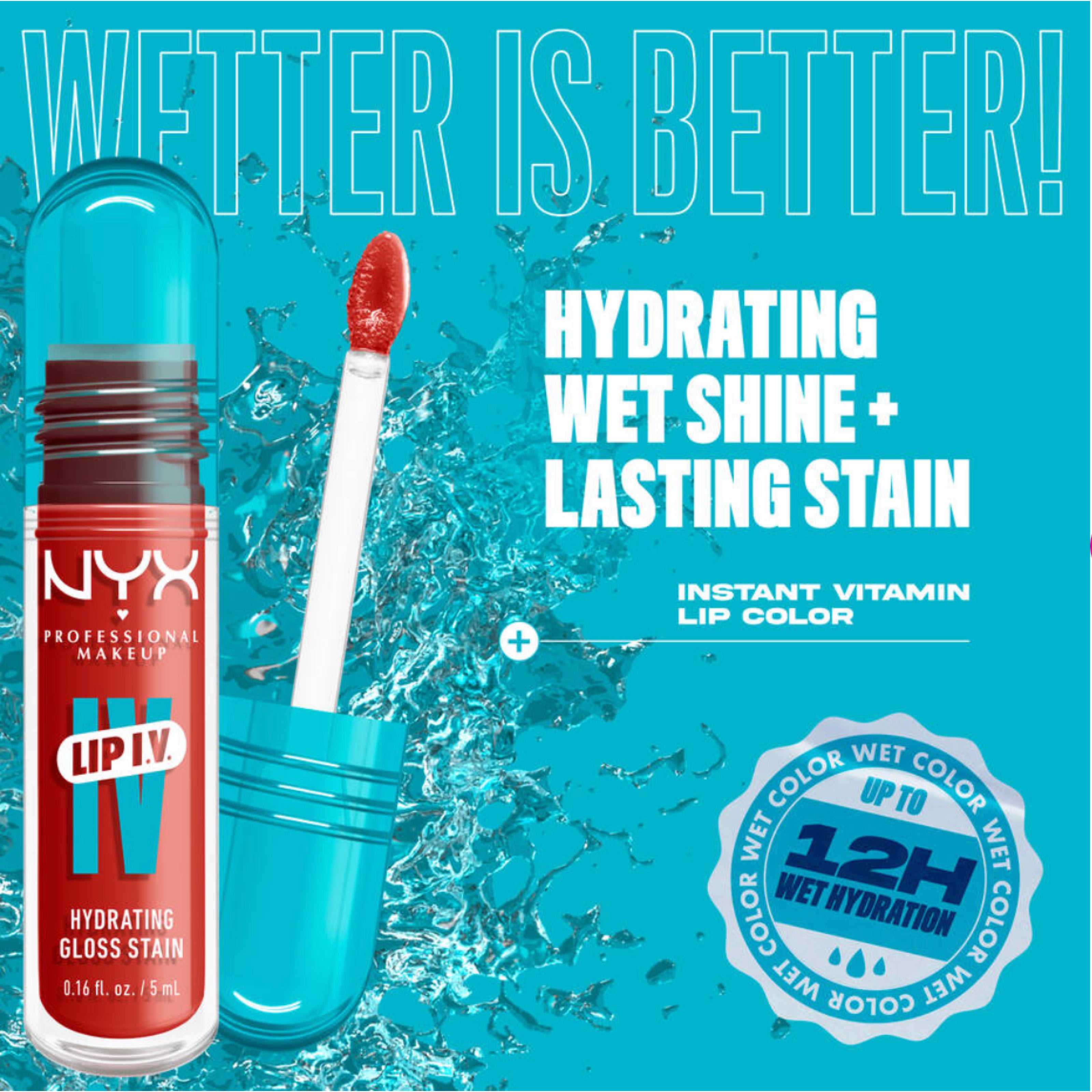 NYX Lip I.V. Hydrating Gloss Stain – 12 Burst That Tang صبغة لمعة مرطبة 5ml
