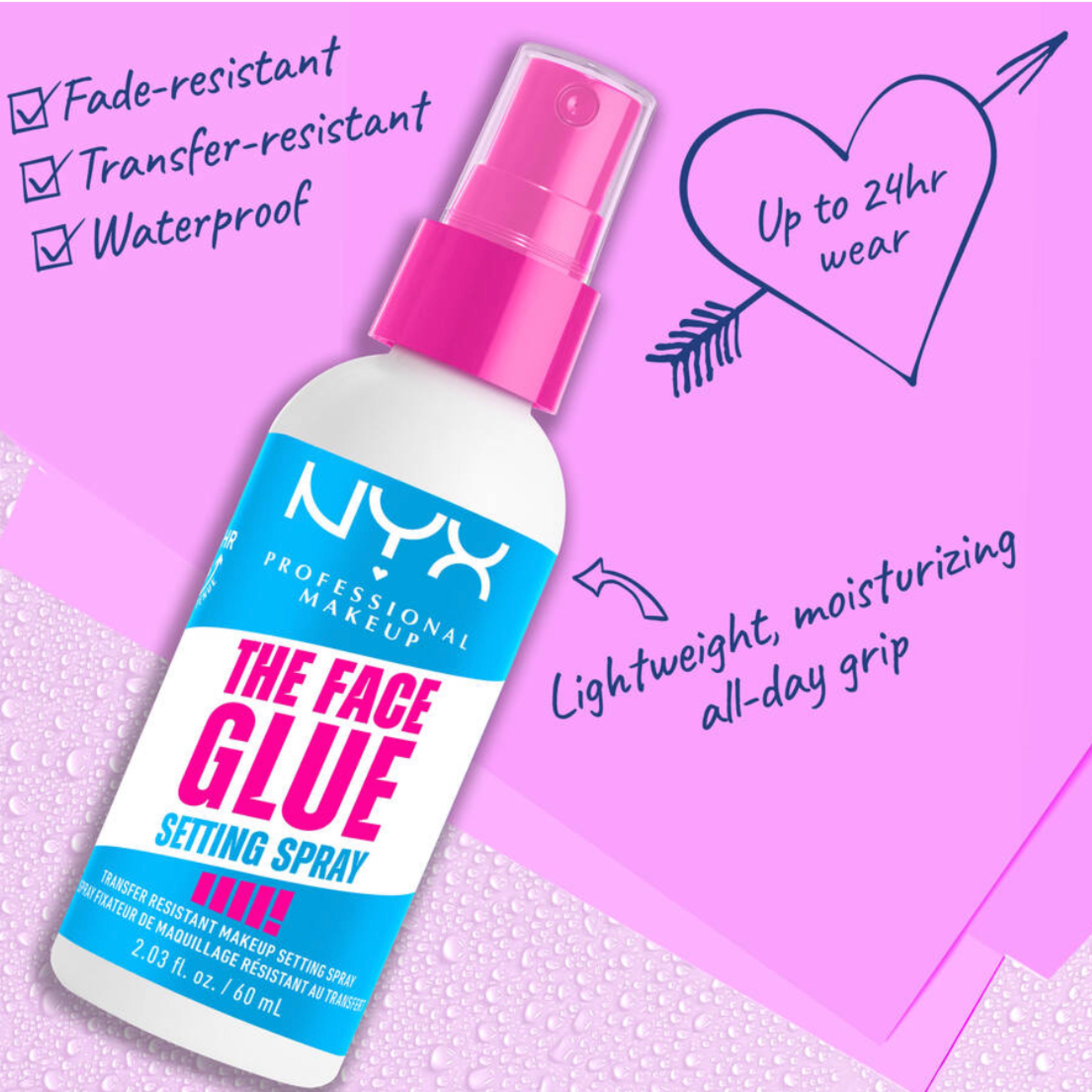 NYX The Face Glue Makeup Setting Spray – Long Lasting Fixer - 60ml