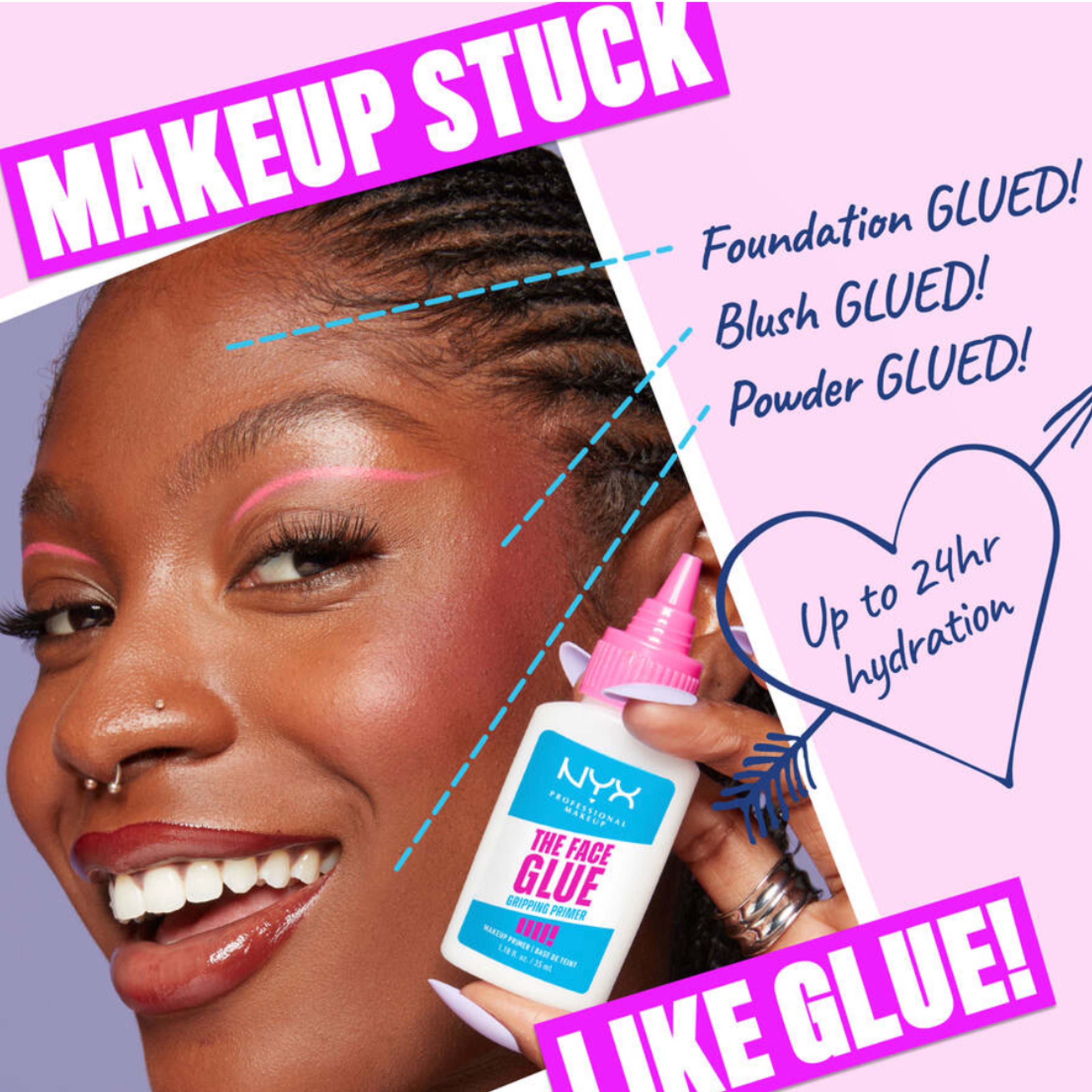 NYX Professional Makeup The Face Glue Primer – Long-Wearing Gripping Base, 35ml