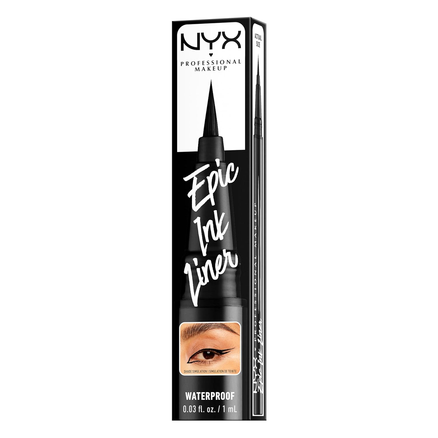 NYX Epic Ink Liner - Waterproof Liquid Eyeliner Pen (Black) 1ml