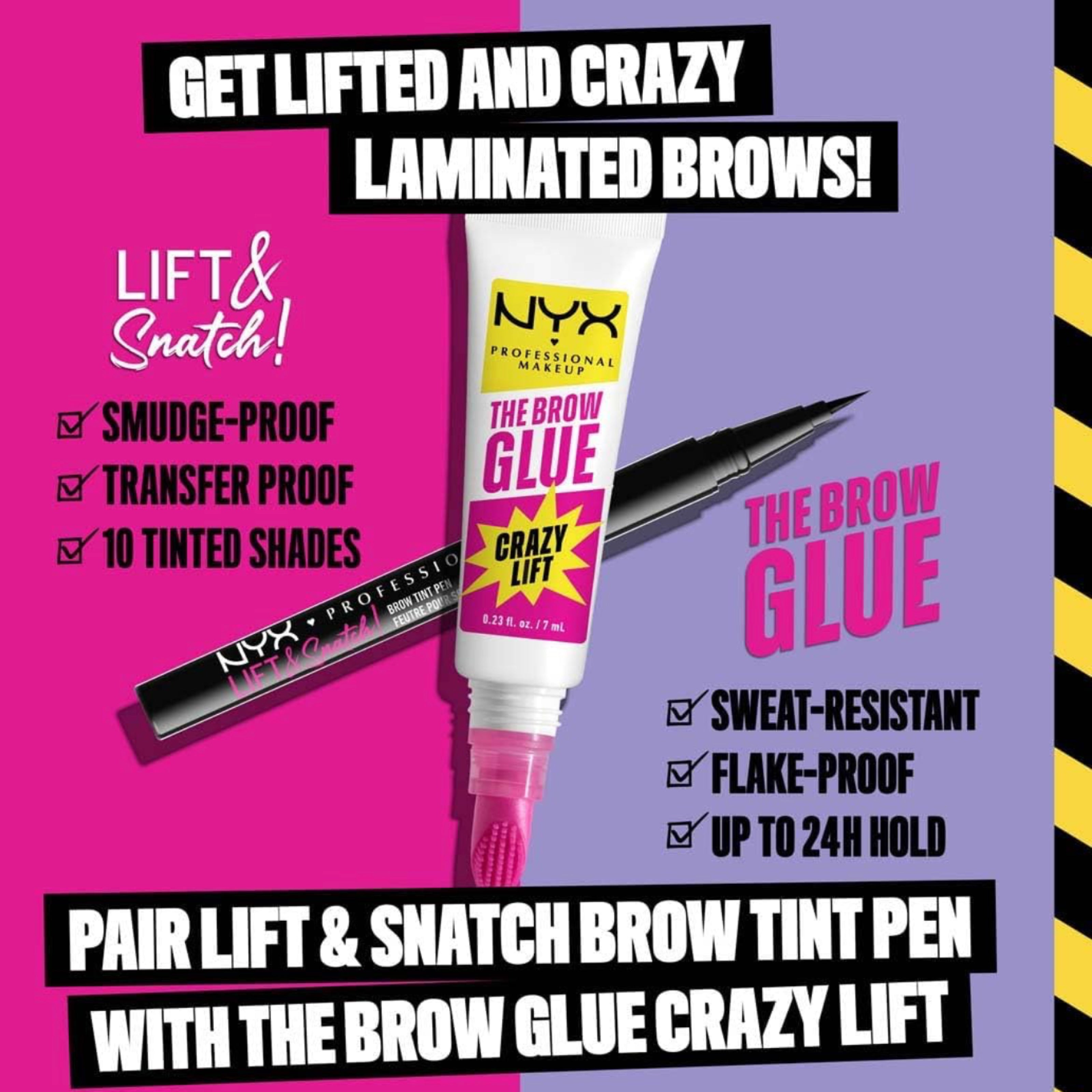 NYX Brow Glue Crazy Lift – Transparent Extreme Hold Eyebrow Gel 7ml