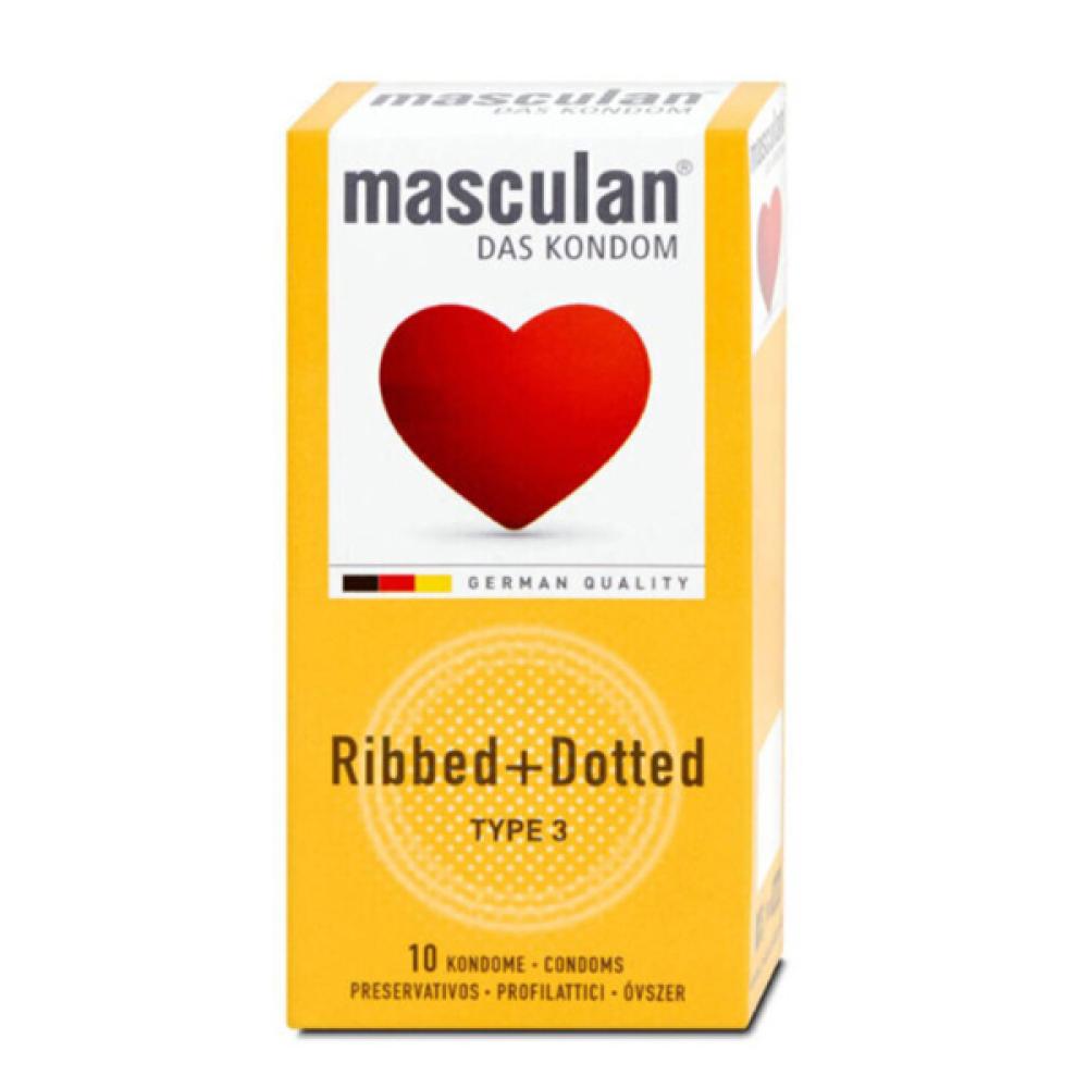 Masculan condoms 10pc ribbed + dotted v2