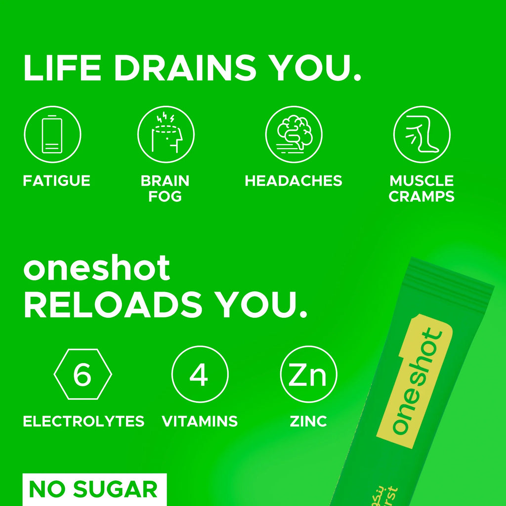 Oneshot Hydrate - مشروب الإلكتروليت - Lime Burst (14 ساشيه)