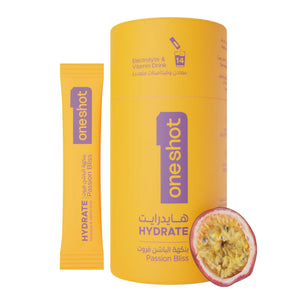 Oneshot Hydrate – مشروب إلكتروليت بنكهة Passion Bliss (14 ستيك)